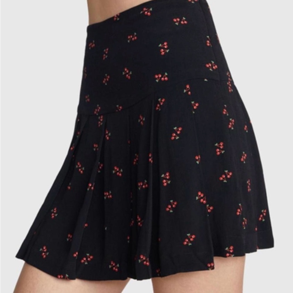 RVCA Black and Red Cherry Mini Skirt
